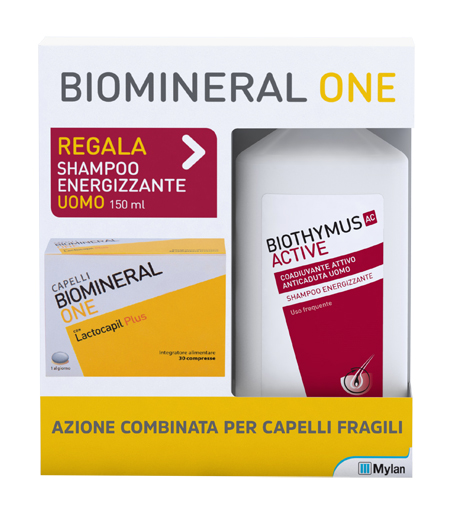 BIOMINERAL ONE LACTOCAPIL 30 COMPRESSE + BIOTHYMUS SHAMPOO UOMO ENERGIZZANTE 150 ML - Farmafamily.it