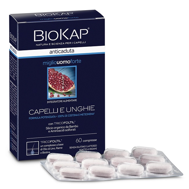 BIOKAP ANTICADUTA MIGLIO UOMO FORTE CON TRICOFOLTIL 60 COMPRESSE - Farmafamily.it