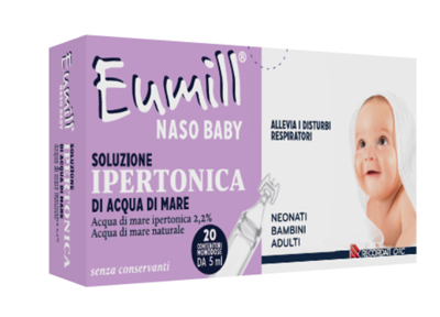 EUMILL NASO BABY SOLUZIONE IPERTONICA 20 CONTENITORI MONODOSE 5 ML - Farmafamily.it
