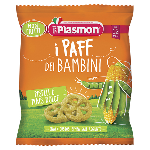 PLASMON DRY SNACK PAFF PISELLI-MAIS 15 G - Farmafamily.it