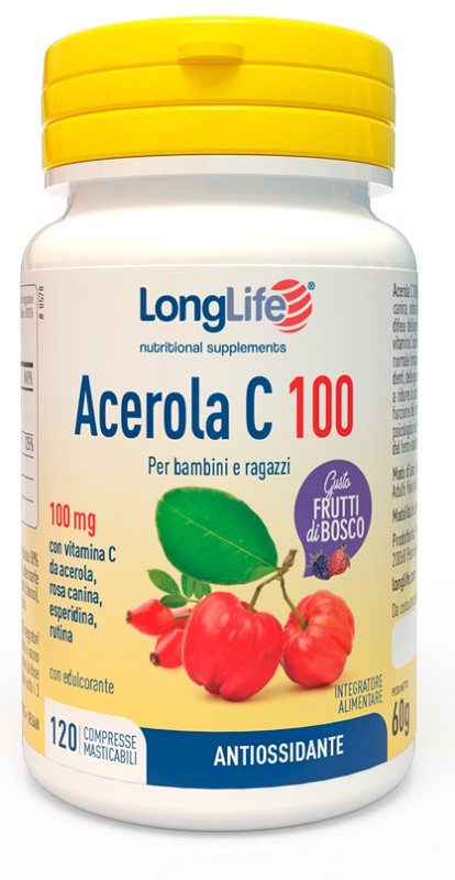 LONGLIFE ACEROLA C100 FRUTTI DI BOSCO 120 COMPRESSE MASTICABILI - Farmafamily.it