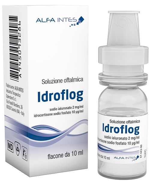 SOLUZIONE OFTALMICA IDROFLOG ACIDO IALURONATO 2 MG/ML E IDROCORTISONE SODIO FOSFATO 10 MCG/ML 10 ML - Farmafamily.it
