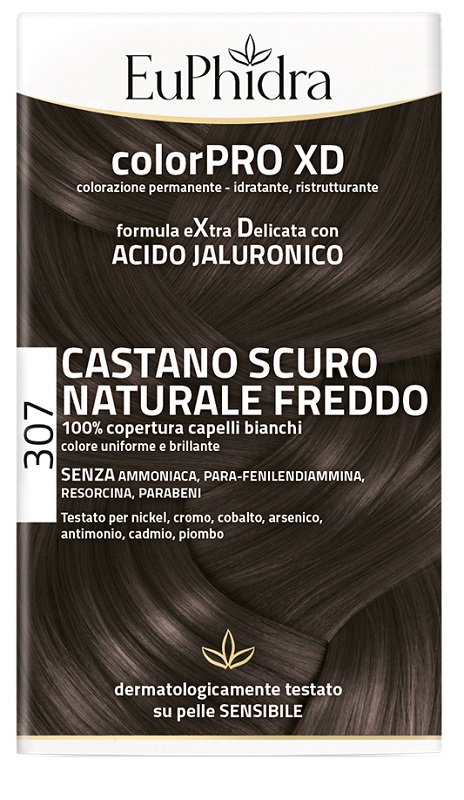 EUPHIDRA COLORPRO XD 307 CASTANO SCU NATURALE F COLORE + ATTIVANTE + BALSAMO + CUFFIA + GUANTI - Farmafamily.it