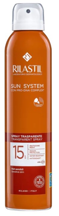 RILASTIL SUN SYSTEM TRANSPARENT SPRAY SPF15 200 ML - Farmafamily.it