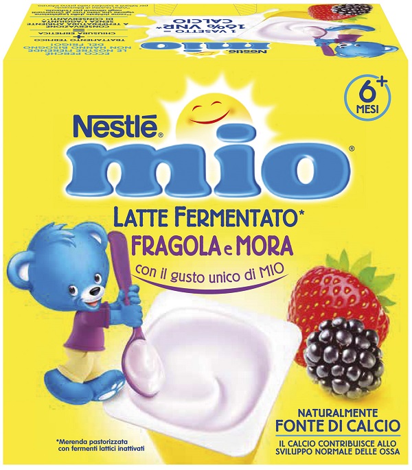 MIO MERENDA LATTE FERMENTATO FRAGOLA E MORA 4 PEZZI DA 100 G - Farmafamily.it