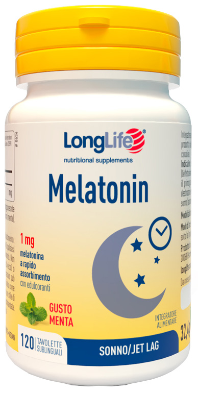 LONGLIFE MELATONIN 1 MG AROMA MENTA 120 TAVOLETTE SUBLINGUALI - Farmafamily.it