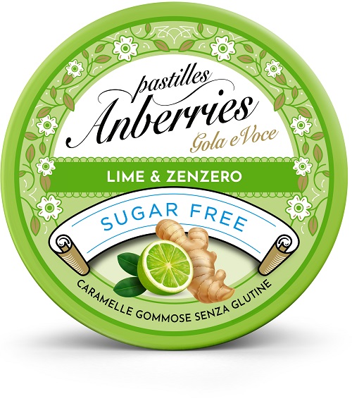 ANBERRIES LIME&ZENZERO SENZA ZUCCHERO 50 G - Farmafamily.it