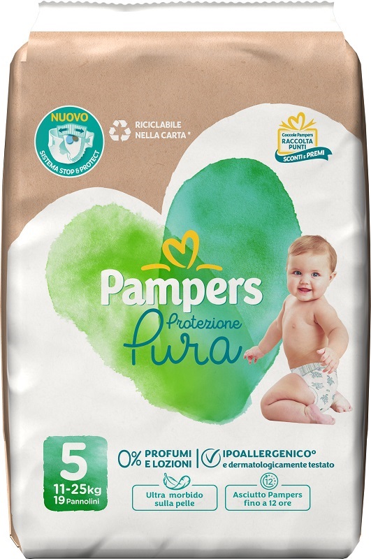 PAMPERS PROTEZIONE PURA JUNIOR PANNOLINI 19 PEZZI - Farmafamily.it