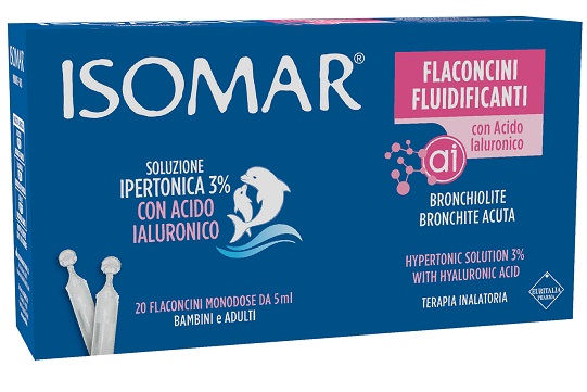 ISOMAR FLACONCINI FLUIDIFICANTI SOLUZIONE IPERTONICA 30%+ACIDO IALURONICO 20 FLACONCINI DA 5 ML - Farmafamily.it