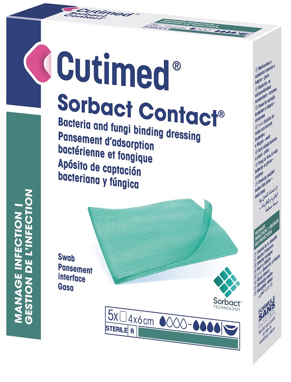 MEDICAZIONE IDROFOBICA CUTIMED SORBACT CONTACT 4X6 CM 5 PEZZI - Farmafamily.it