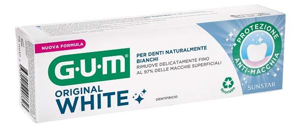 GUM ORIGINAL WHITE DENTIFRICIO SBIANCANTE 75 ML NUOVA FORMULA - Farmafamily.it