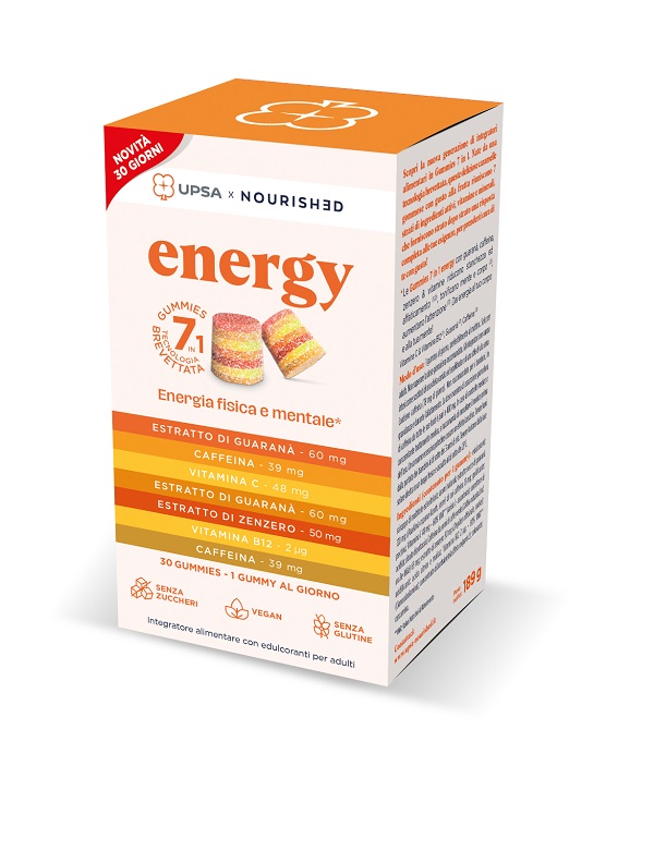 UPSA X NOURISHED ENERGY 30 GIORNI NUOVA FORMULAZIONE 30 GUMMIES - Farmafamily.it