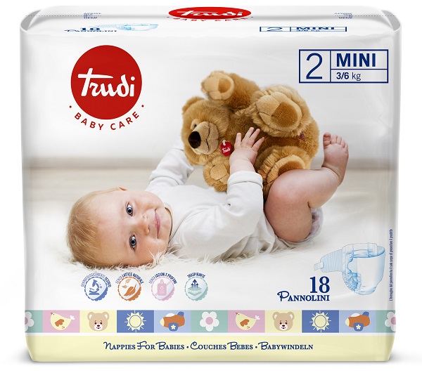 TRUDI BABY CARE PANNOLINO PER BAMBINI MINI 3/6KG 18 PEZZI - Farmafamily.it