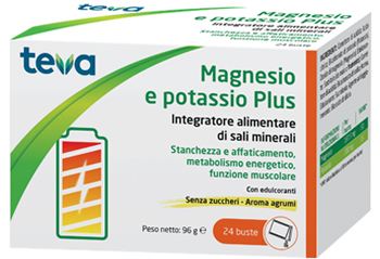 MAGNESIO POTASSIO PLUS TEVA 24 BUSTINE SENZA ZUCCHERI AROMA AGRUMI - Farmafamily.it