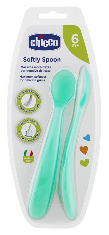 CHICCO CUCCHIAIO SILICONE MASCHILE BI PACK 6M+ - Farmafamily.it