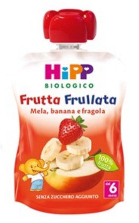 HIPP BIO FRUTTA FRULLATA MELA BANANA FRAGOLA 90 G - Farmafamily.it