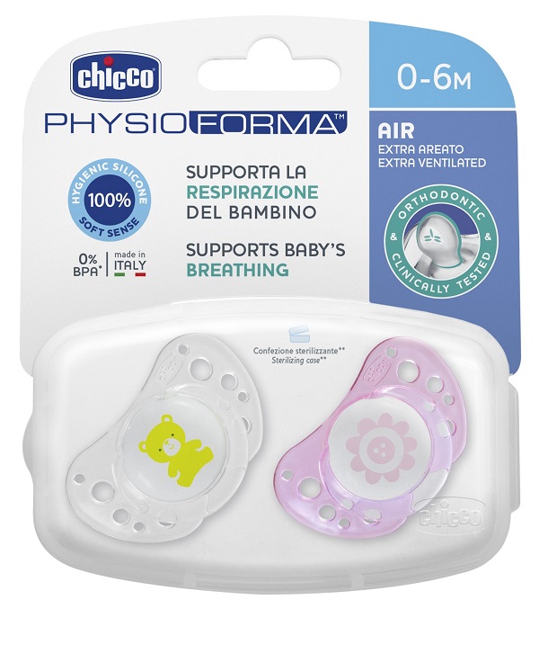 CHICCO SUCCHICCO AIR GIRL SILICONE 0-6 MESI 2 PEZZI - Farmafamily.it