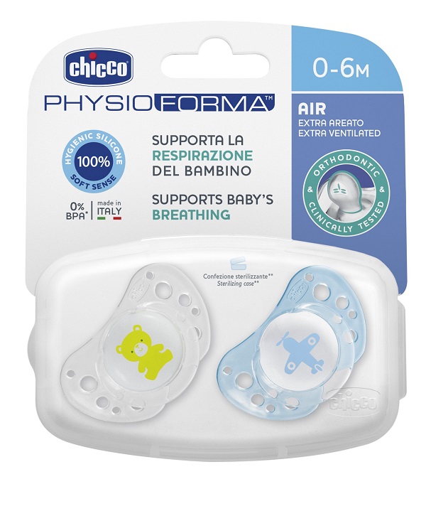 CHICCO SUCCHICCO AIR BOY SILICONE 0-6 MESI 2 PEZZI - Farmafamily.it
