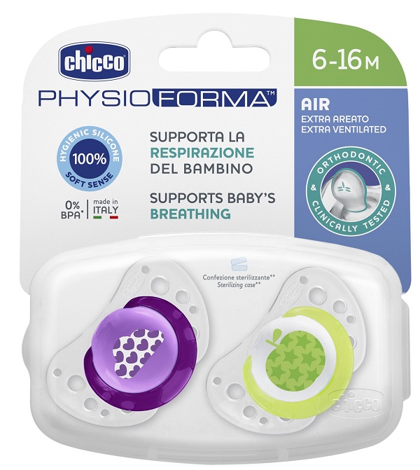 CHICCO SUCCHIETTO AIR GIRL IN SILICONE 6-16 MESI 2 PEZZI - Farmafamily.it