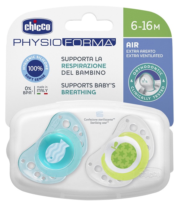 CHICCO SUCCHIETTO AIR BOY IN SILICONE 6-16 MESI 2 PEZZI - Farmafamily.it