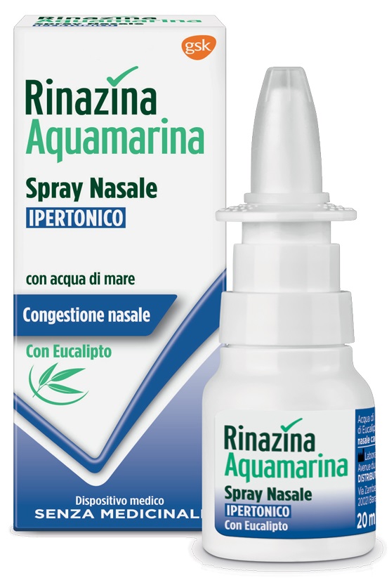 RINAZINA AQUAMARINA SPRAY NASALE IPERTONICO CON EUCALIPTO 20 ML - Farmafamily.it