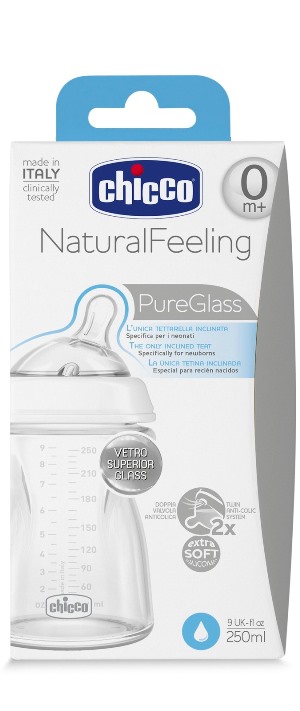 CHICCO BIBERON NATURALFEELING VETRO 0M+ 250 ML - Farmafamily.it