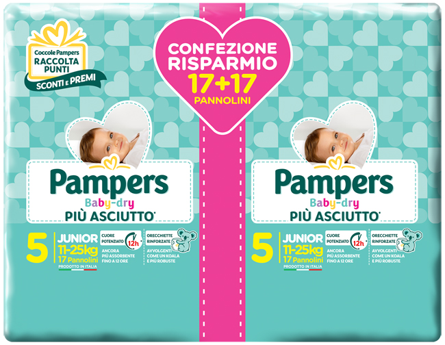 PAMPERS BABY DRYDUO DWCT JUNIOR X 34 PEZZI - Farmafamily.it