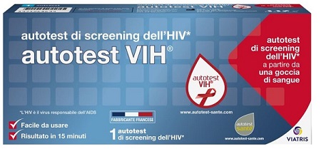 AUTOTEST VIH SCREENING DELL'HIV CONTIENE 1 AUTOTEST + SOLUZIONE + BISTURI + CEROTTO + GARZA + SALVIETTA DISINFETTANTE - Farmafamily.it