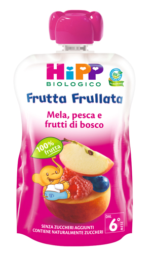 HIPP BIO FRUTTA FRULLATA MELA PESCA FRUTTI DI BOSCO 90 G - Farmafamily.it