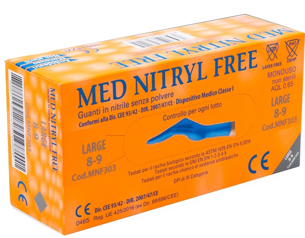 GUANTI NITRILE SENZA POLVERE LARGE 100 PEZZI GAMMADIS - Farmafamily.it