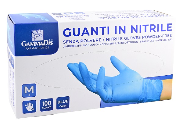 GUANTI NITRILE SENZA POLVERE MEDIUM 100 PEZZI GAMMADIS - Farmafamily.it