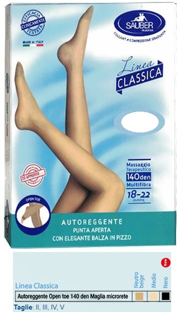 SAUBER AUTOREGGENTE OPEN TOE MAGLIA MICRORETE 140 DEN COLORE NEUTRO BEIGE TAGLIA 5 LINEA CLASSICA - Farmafamily.it