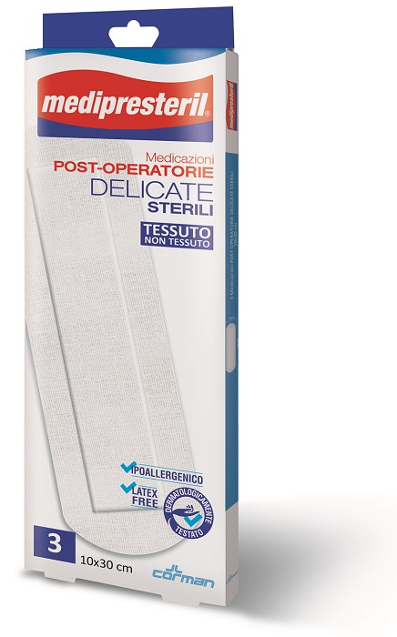 MEDICAZIONE POST OPERATORIA MEDIPRESETERIL DELICATA TNT 10X30CM 3 PEZZI - Farmafamily.it