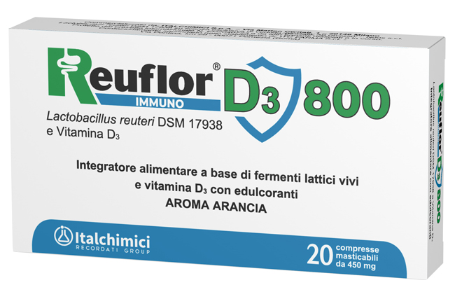 REUFLOR D3 800 20 COMPRESSE MASTICABILI AROMA ARANCIA - Farmafamily.it