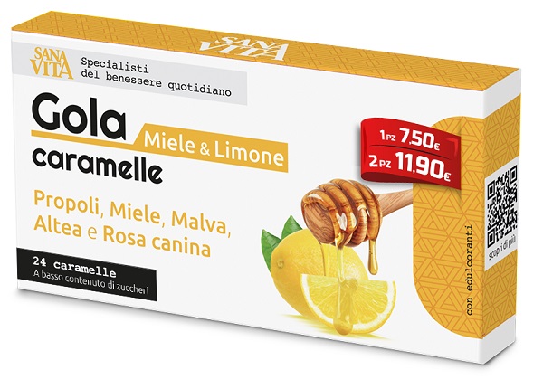 SANAVITA GOLA MIELE & LIMONE 24 CARAMELLE - Farmafamily.it