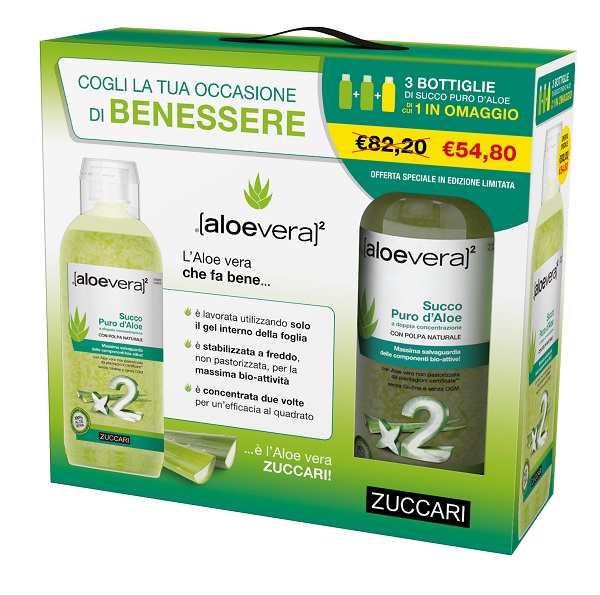 ALOEVERA2 SUCCO PURO ALOE 3 PEZZI DA 1 LITRO - Farmafamily.it