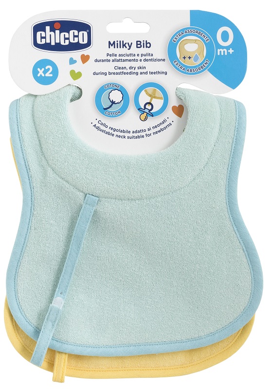 CHICCO BAVAGLINE 0M+ 2PZ AZZURRO - Farmafamily.it
