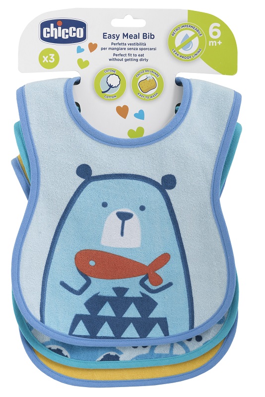 CHICCO BAVAGLINO PAPPA 6M 3 PEZZI BOY - Farmafamily.it