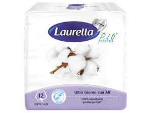 ASSORBENTE LAURELLA IN COTONE ULTRA GIORNO CON ALI 12 PEZZI - Farmafamily.it