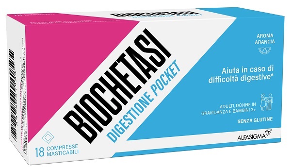 BIOCHETASI DIGESTIONE POCKET 18 COMPRESSE MASTICABILI - Farmafamily.it