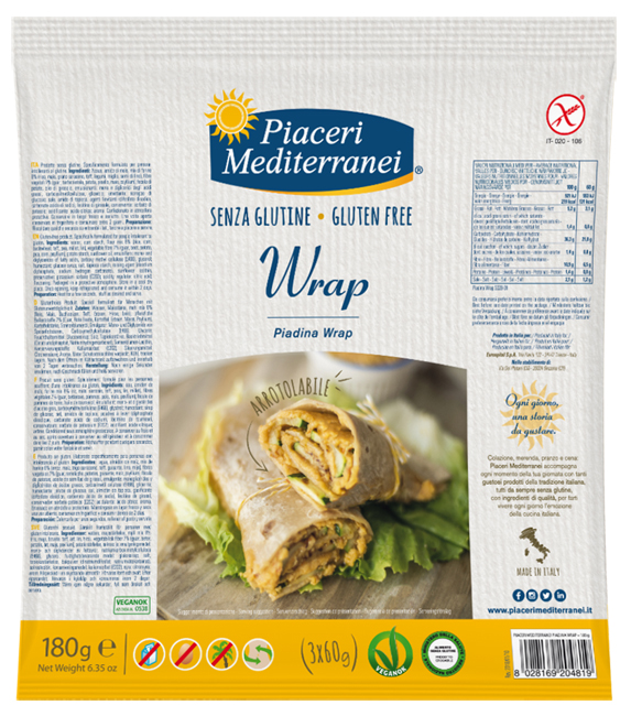 PIACERI MEDITERRANEI PIADINA WRAP 180 G - Farmafamily.it