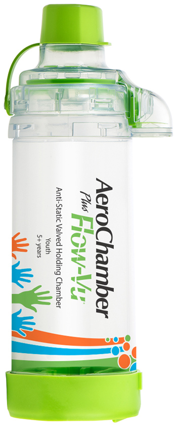 CAMERA DISTANZIATRICE ANTISTATICA AEROCHAMBER PLUS FLOWVU CON BOCCAGLIO YOUTH PEDIATRICO +5 ANNI VERDE - Farmafamily.it