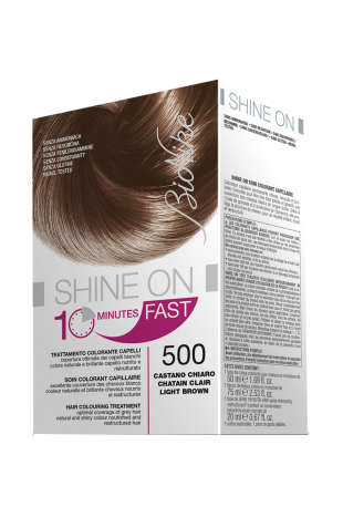BIONIKE SHINE ON FAST TRATTAMENTO COLORANTE CAPELLI CASTANO CHIARO 500 FLACONE 60 ML + TUBO 60 ML - Farmafamily.it