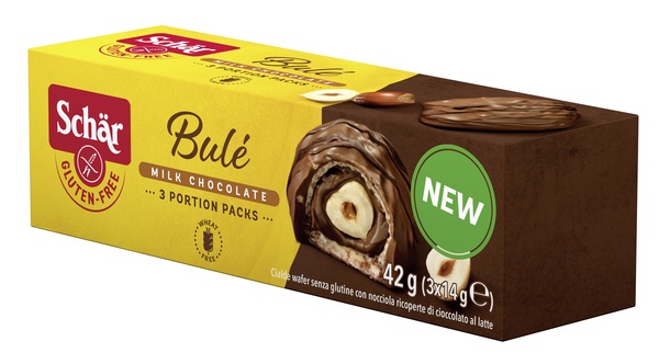 SCHAR BULE' CIALDE WAFER CON NOCCIOLA RICOPERTE DI CIOCCOLATO AL LATTE 3 PORZIONI DA 14 G - Farmafamily.it
