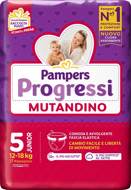 PAMPERS PROGRETGTGI MUTANDINO CP TG5 JUNIOR 17 PEZZI - Farmafamily.it