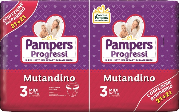 PAMPERS PROGRESSI MUTANDINO 3 MIDI 6-11KG 21+21 PANNOLINI - Farmafamily.it