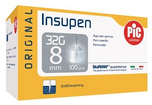 AGO PER PENNA PIC INSUPEN ORIGINAL GAUGE 32X8 MM 100 PEZZI - Farmafamily.it