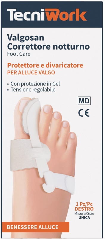 CORRETTORE NOTTURNO PER ALLUCE VALGO DESTRO MISURA UNICA VALGOSAN 1 PEZZO - Farmafamily.it