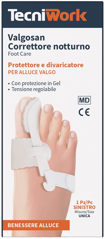 CORRETTORE NOTTURNO PER ALLUCE VALGO SINISTRO MISURA UNICA VALGOSAN 1 PEZZO - Farmafamily.it