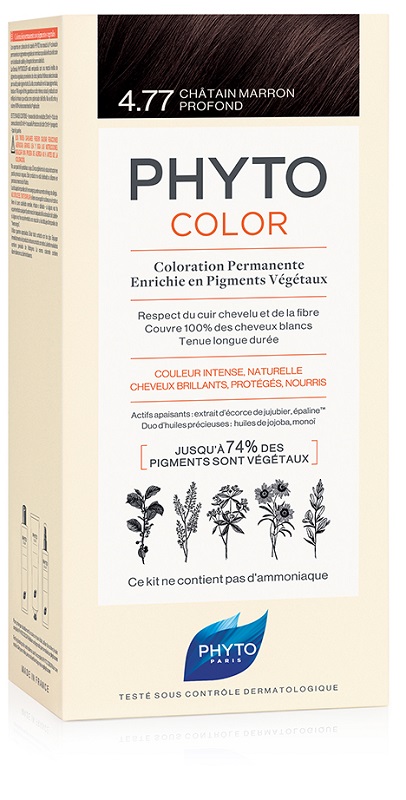 PHYTOCOLOR 4,77 CASTANO MARRONE INTENSO LATTE + CREMA + MASCHERA + 1 PAIO DI GUANTI - Farmafamily.it